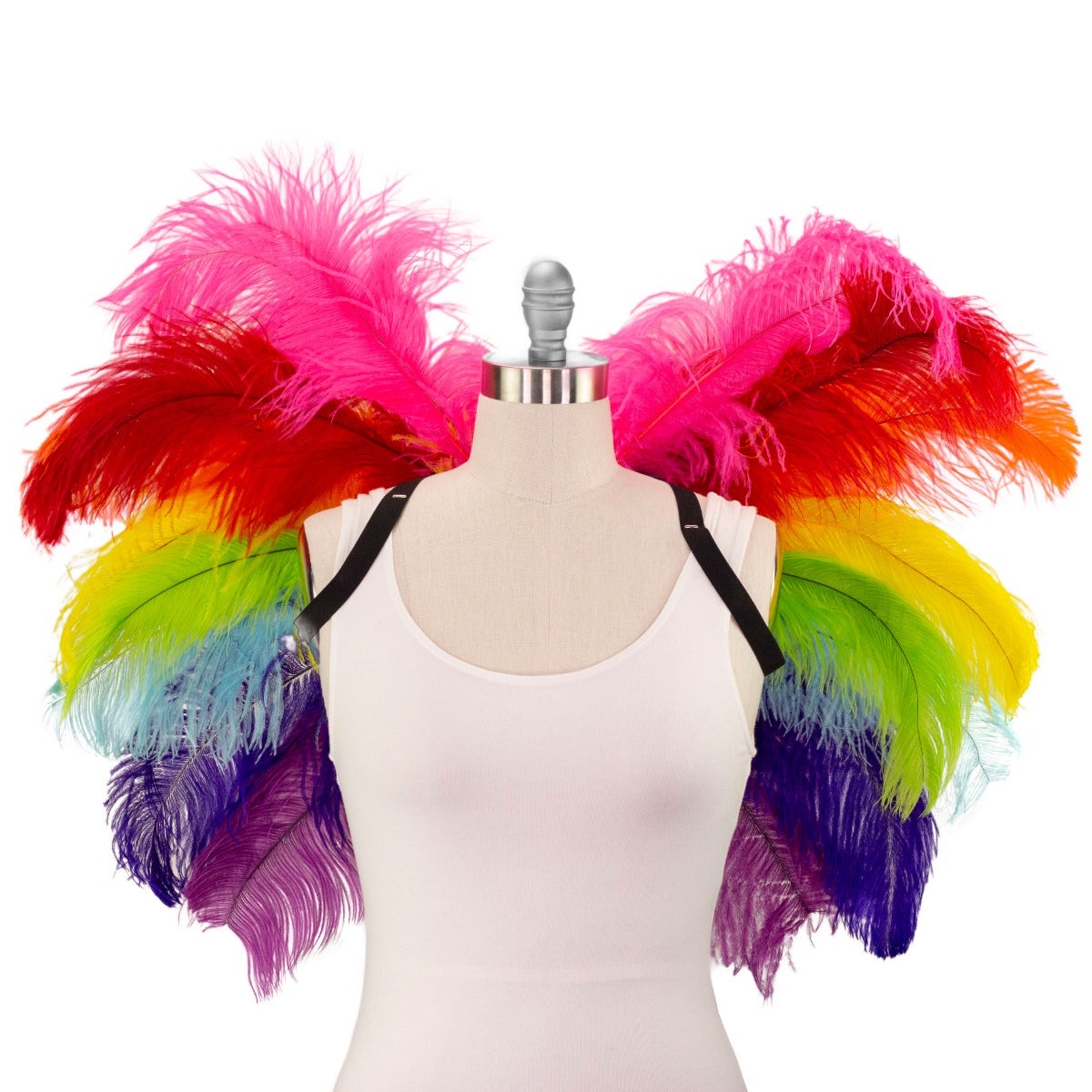 Upcycled Rainbow Fantasy Costume Wings - Feathers