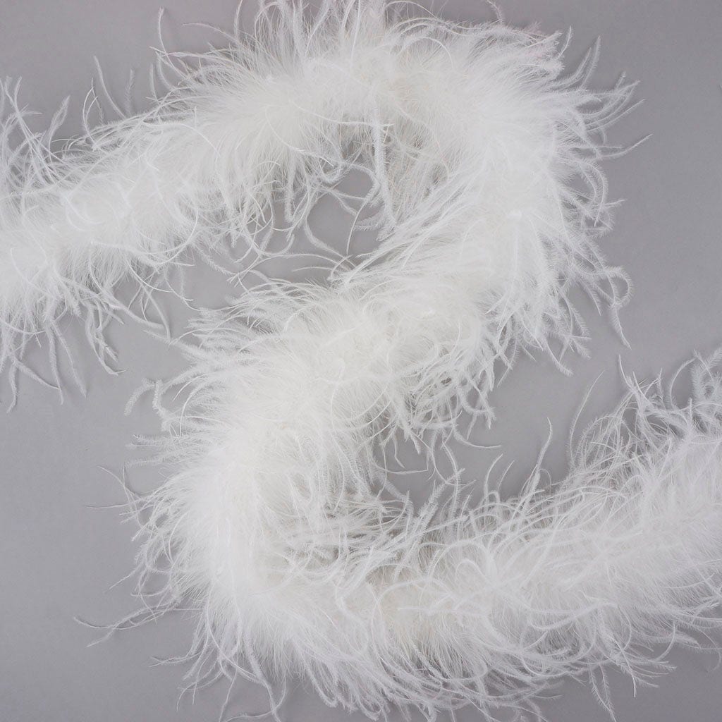 White 2 Ply Ostrich Feather Boa - Ostrich Boa