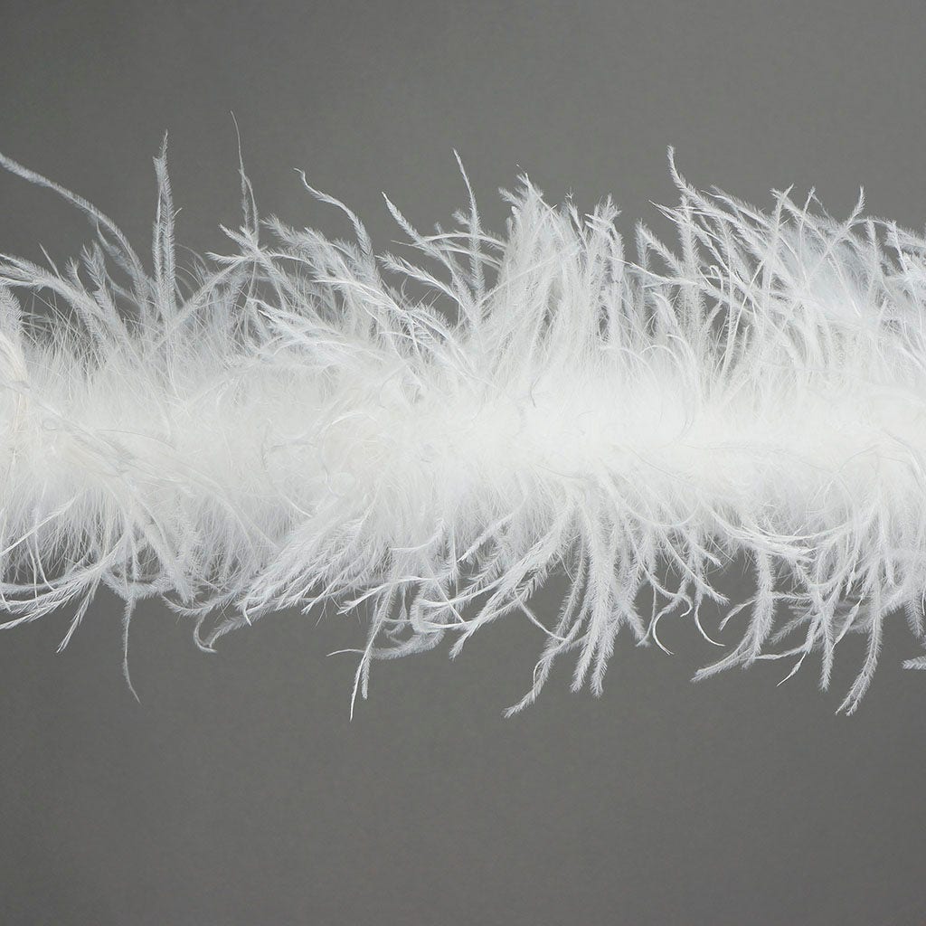 White 2 Ply Ostrich Feather Boa - Ostrich Boa