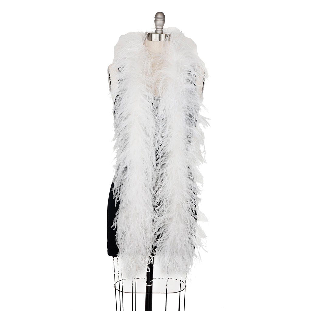 White 3 Ply Ostrich Feather Boa - Ostrich Boa