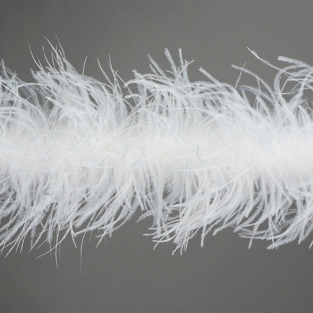 White 3 Ply Ostrich Feather Boa - Ostrich Boa