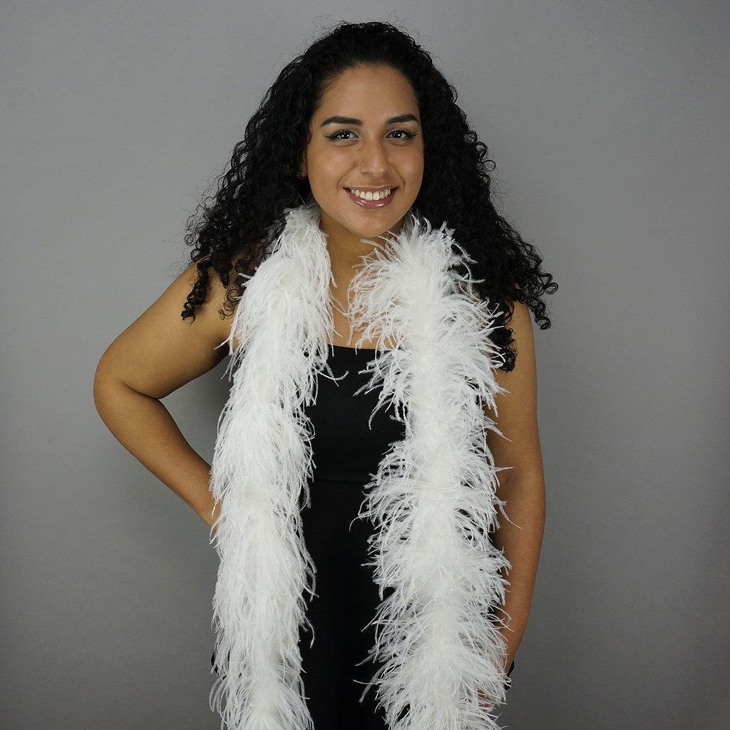 White 4 Ply Ostrich Feather Boa - Ostrich Boa