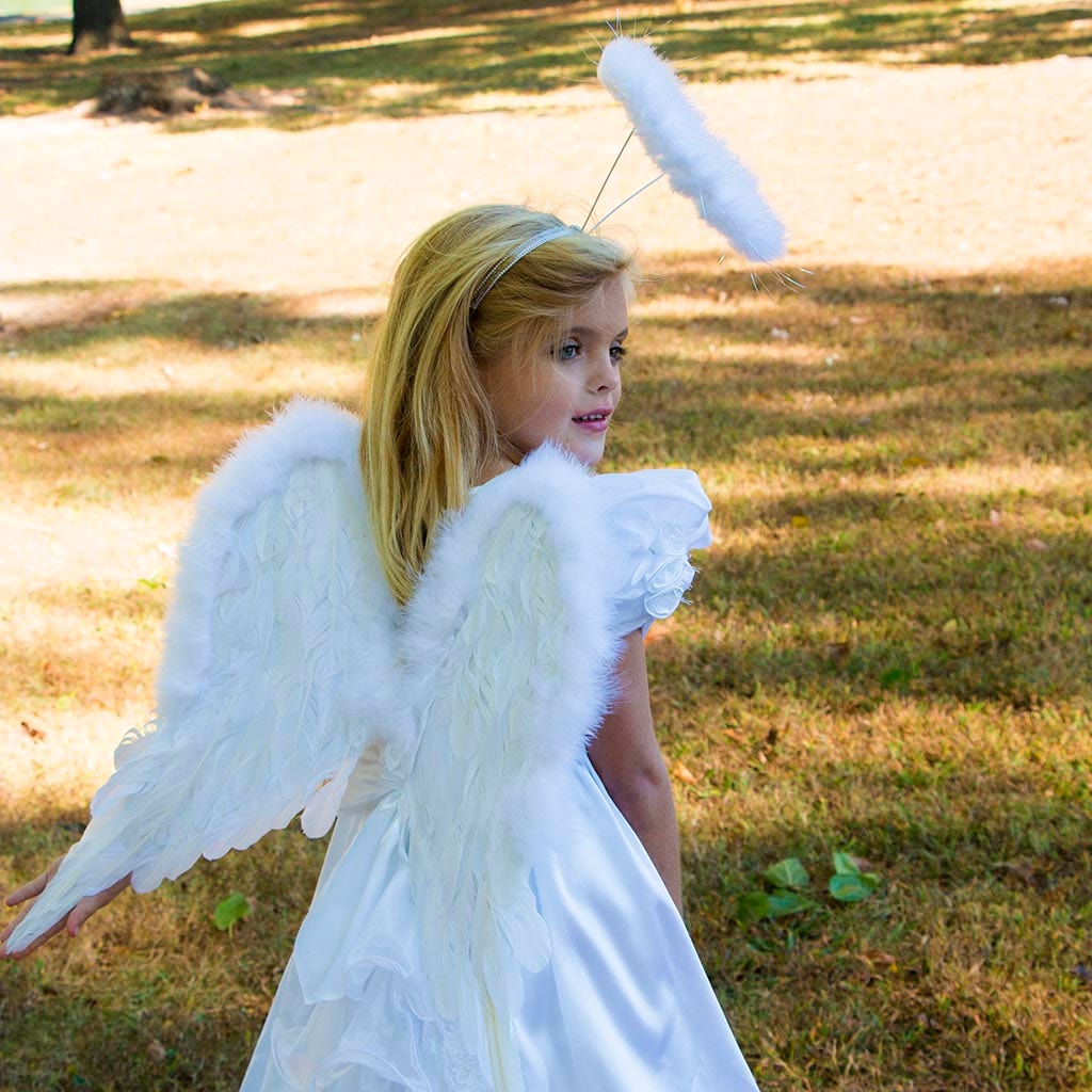 White Angel Fairy Costume Wings - Small Adult and Teens Halloween Costume & Cosplay Feather Wings - Feathers