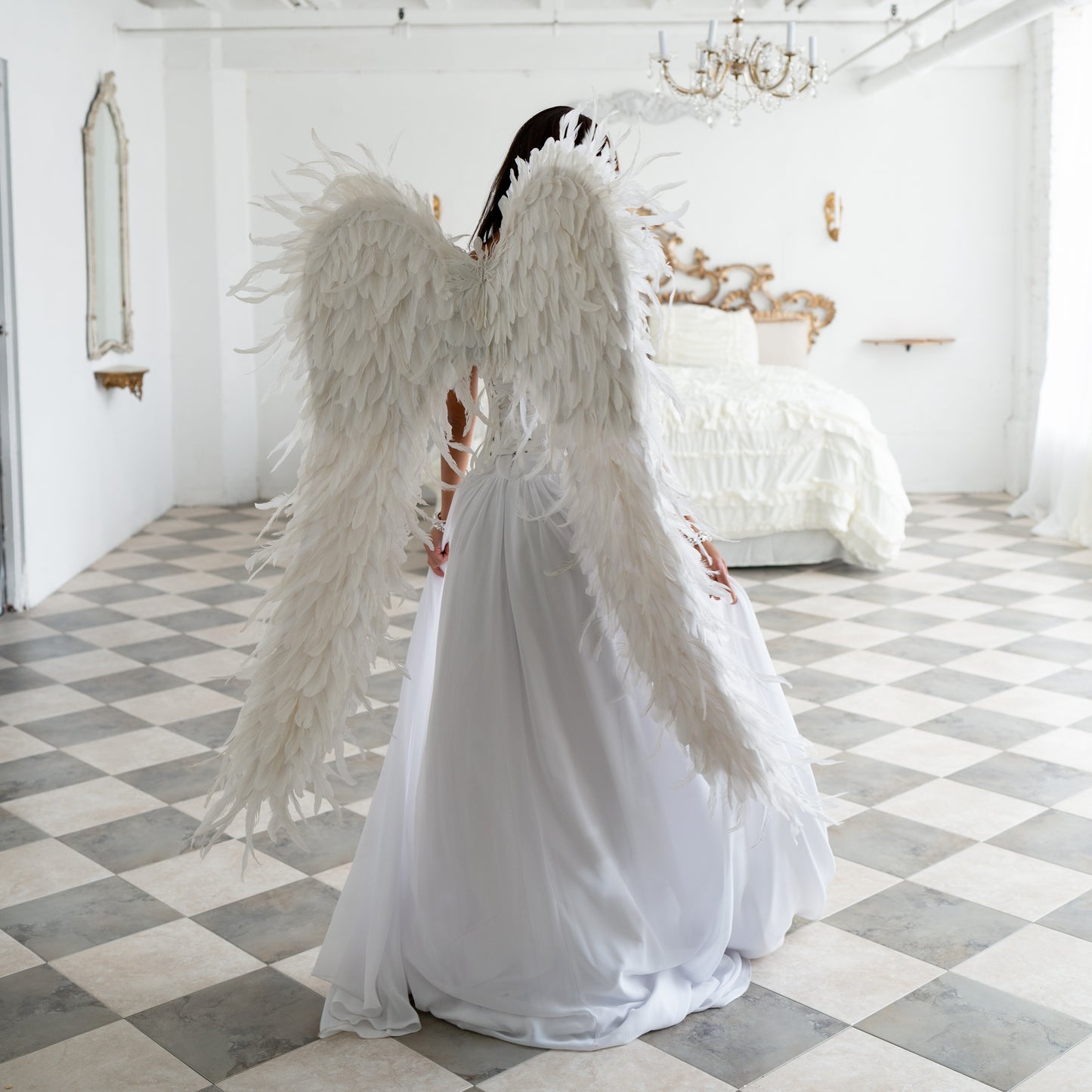 Huge White Angel Wings