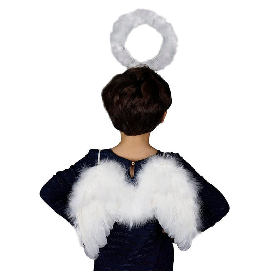 White Angel Wing Halo Costume - Kids Halloween Baby Toddler Feather Wings - Feathers