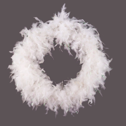 White Feather Wreath with Lurex