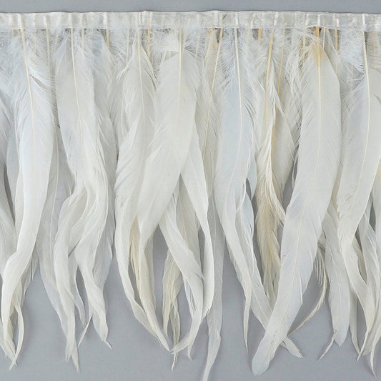 White Coque Fringe - 10 -12’’ - Feathers