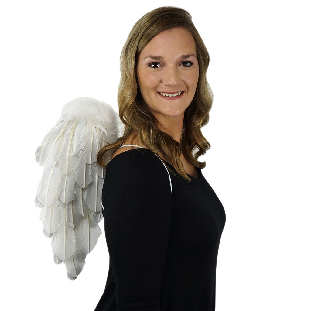 White Feather Angel Costume Wings - Halloween Cosplay Fairy Wing with Glitter - Feathers