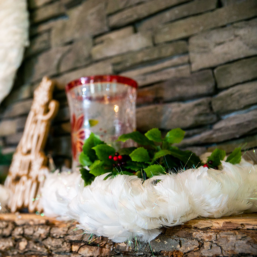 White Feather Garland with Opal Lurex