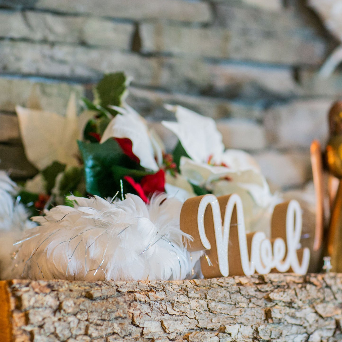 White Feather Garland with Opal Lurex - Feathers