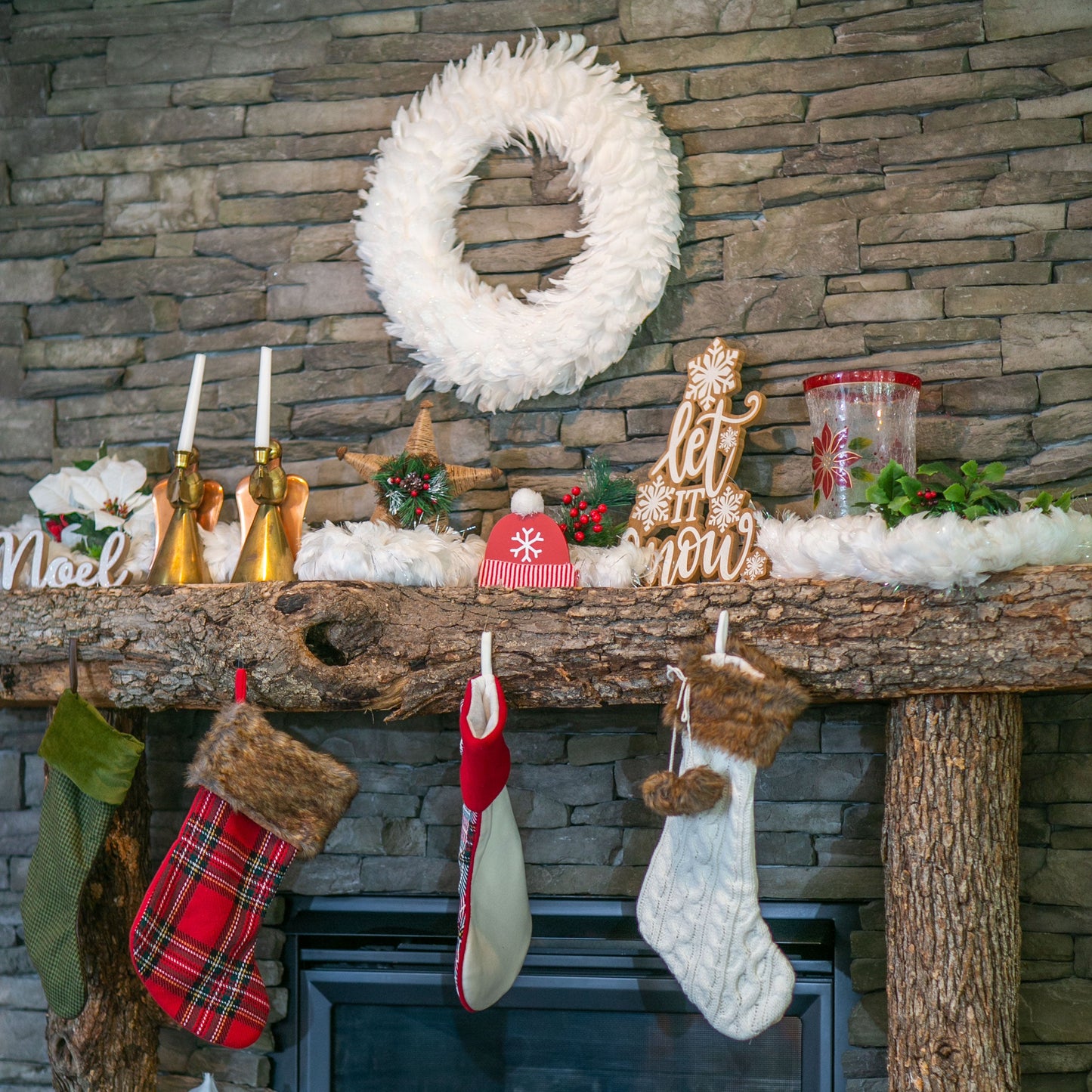 White Feather Garland with Opal Lurex - Feathers