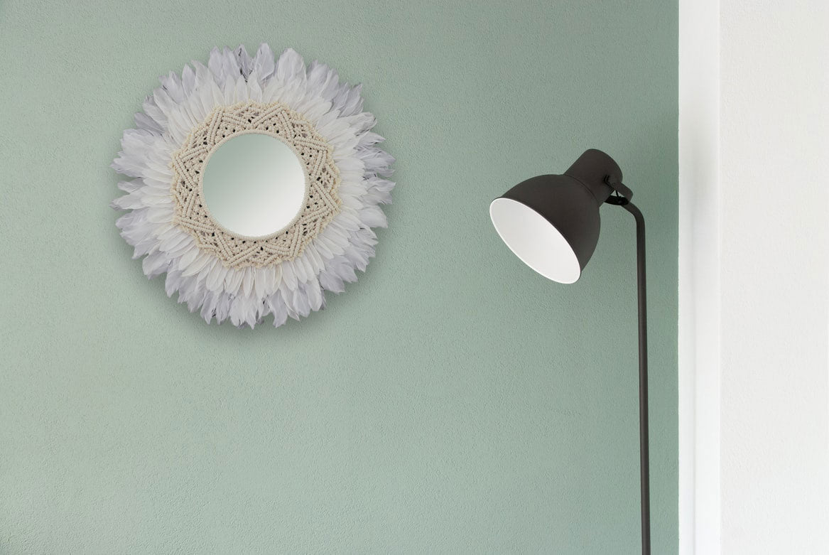 White Feather and  Macramé Mirror