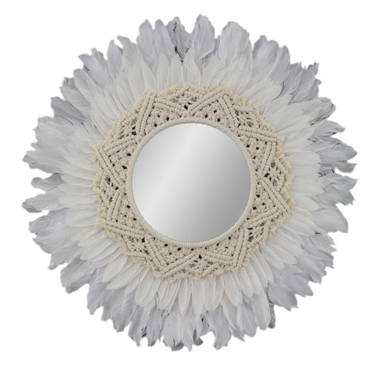 White Feather and  Macramé Mirror
