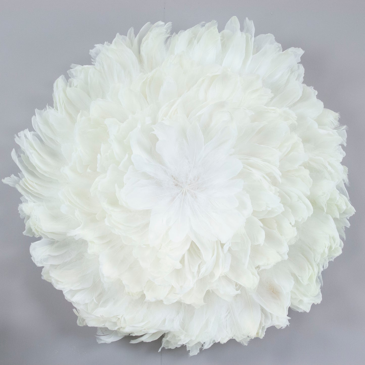 Juju Hat Nagoire Feather Wall Art 16 inch Wood Base   24-26 inch DIA --White