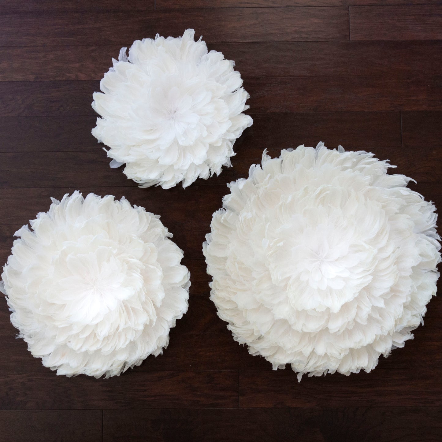 Juju Hat Nagoire Feather Wall Art 16 inch Wood Base   24-26 inch DIA --White