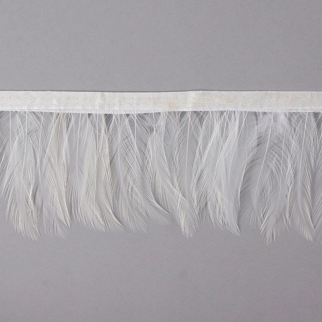 Dyed Hackle Feather Fringe - White
