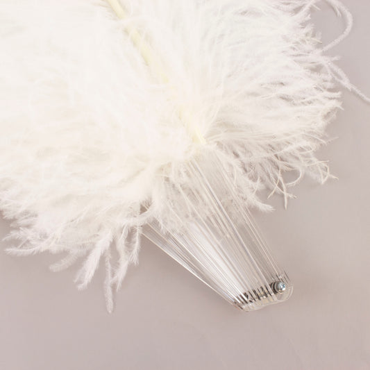 Ostrich Prime Quality Fan W/Acrylic Staves Right Facing 22 x 40 inch --White