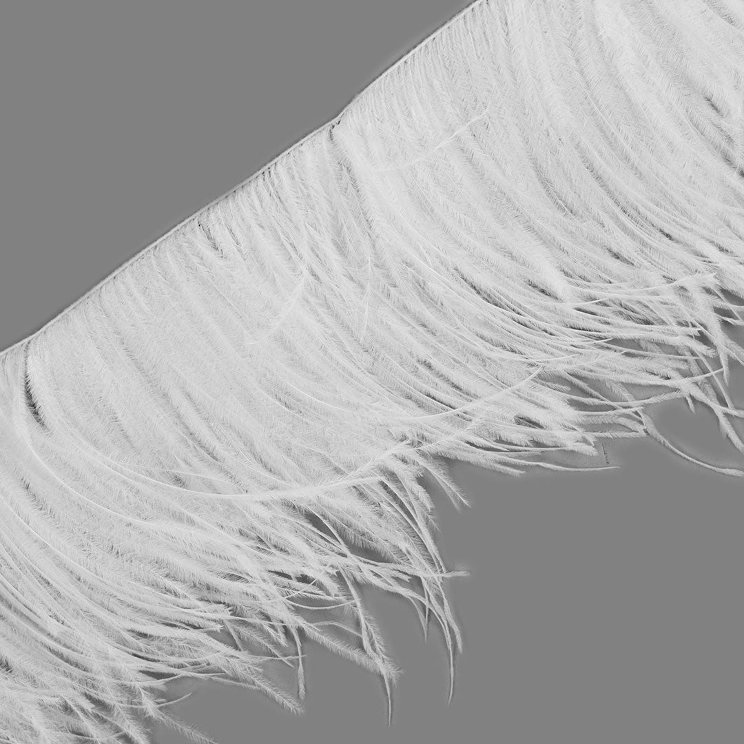 Fringe Trim | Ostrich Feathers 5-5 ½” | White | 2 Yard 2 Ply