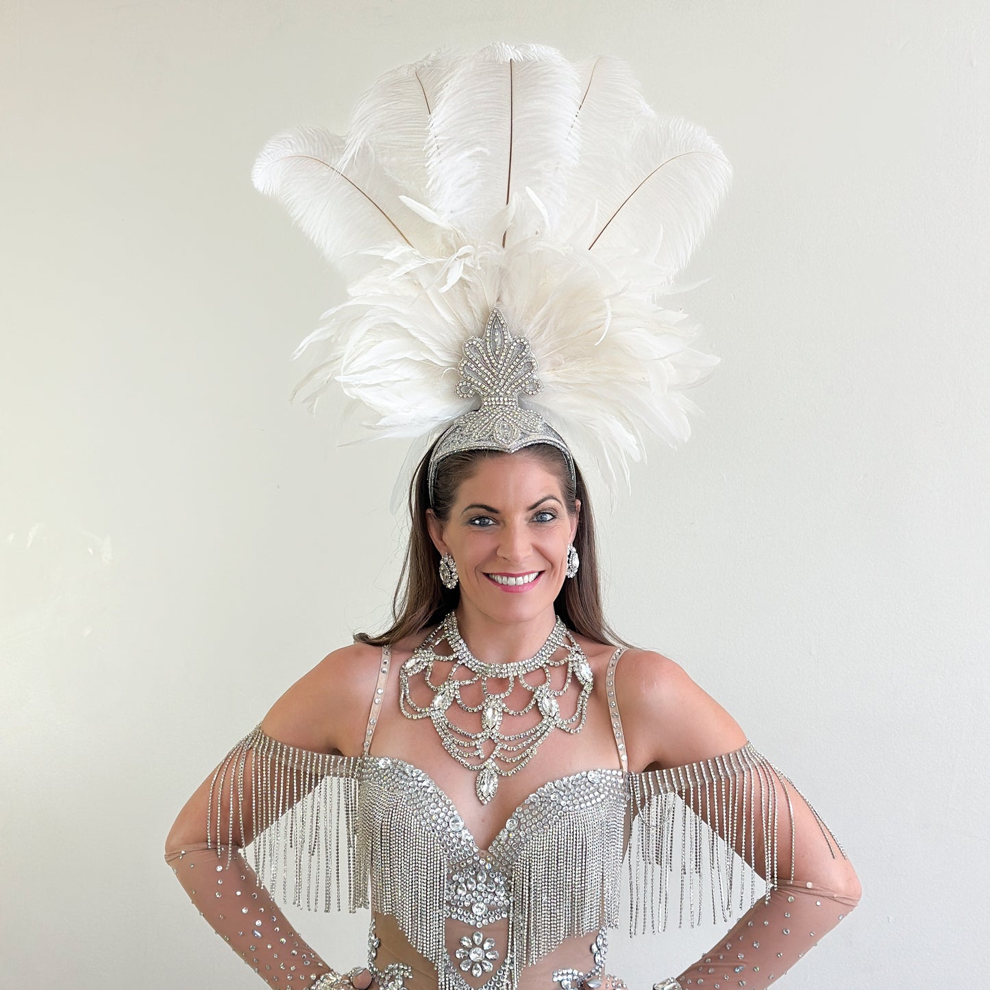 White Showgirl Feather Headpiece
