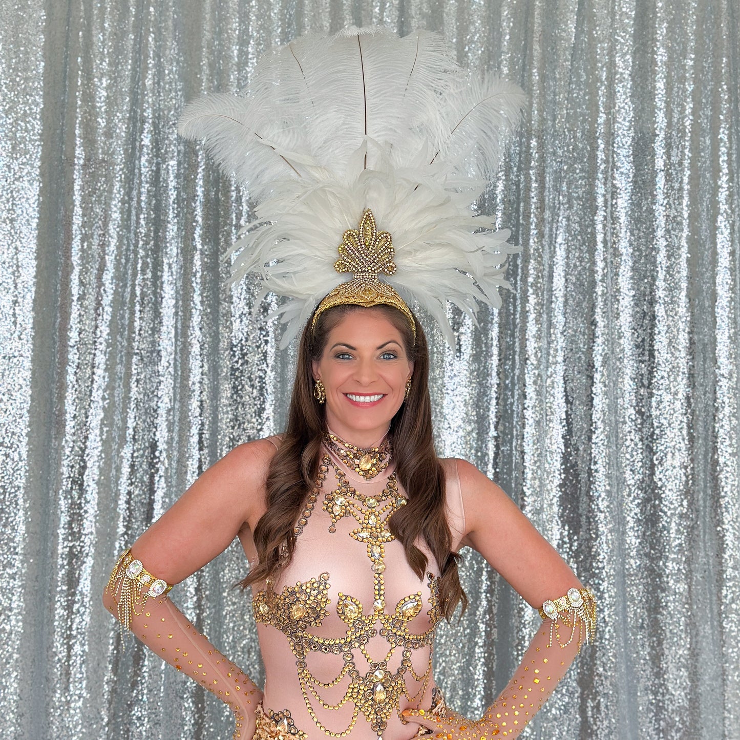 White Showgirl Feather Headpiece