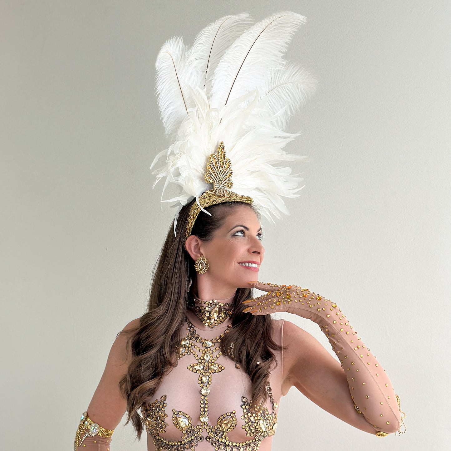 White Showgirl Feather Headpiece