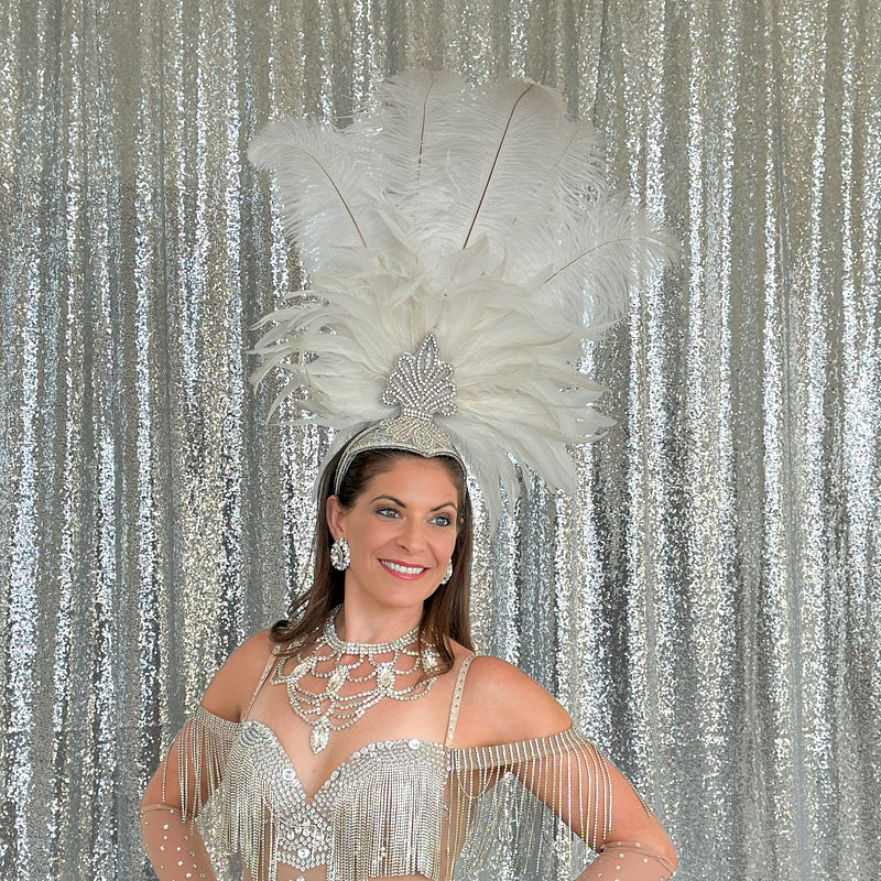 Kitty White Showgirl Feather Headpiece