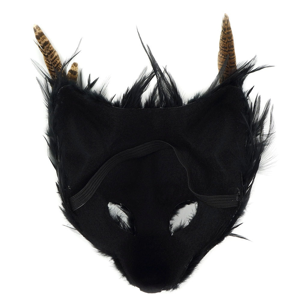 Wolf Mask Natural Black - Feathers