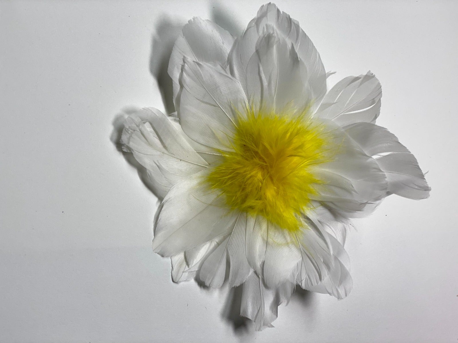 Yellow and White Feather Hair Clip - Feathers