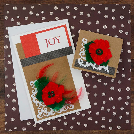 ZUCKER™ Poinsettia Sticker w/Feathers Kelly and Red 2 pc - Feathers