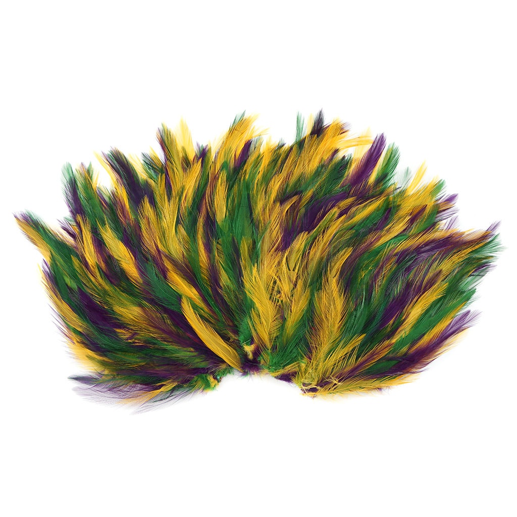 Feather Hackle Pads Mix Dyed - Mardigras Mix