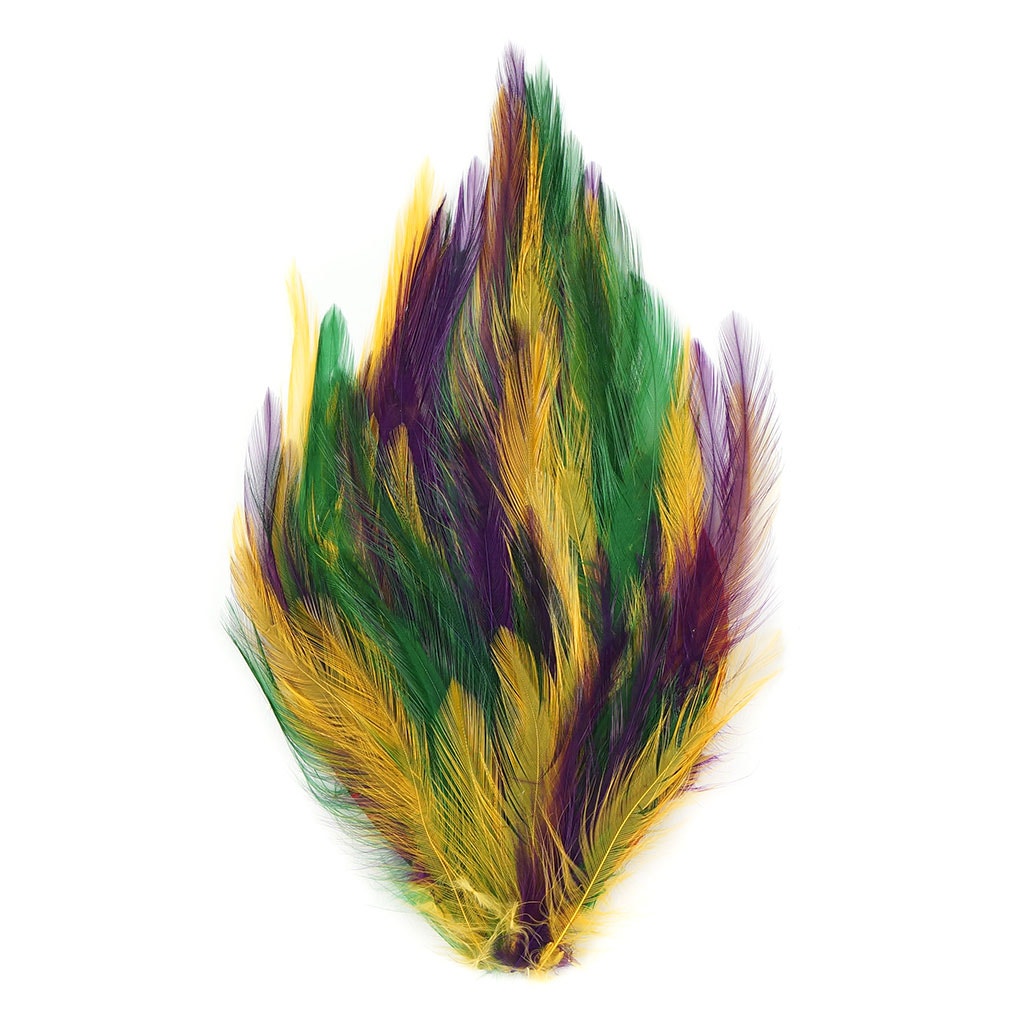 Feather Hackle Pads Mix Dyed - Mardigras Mix