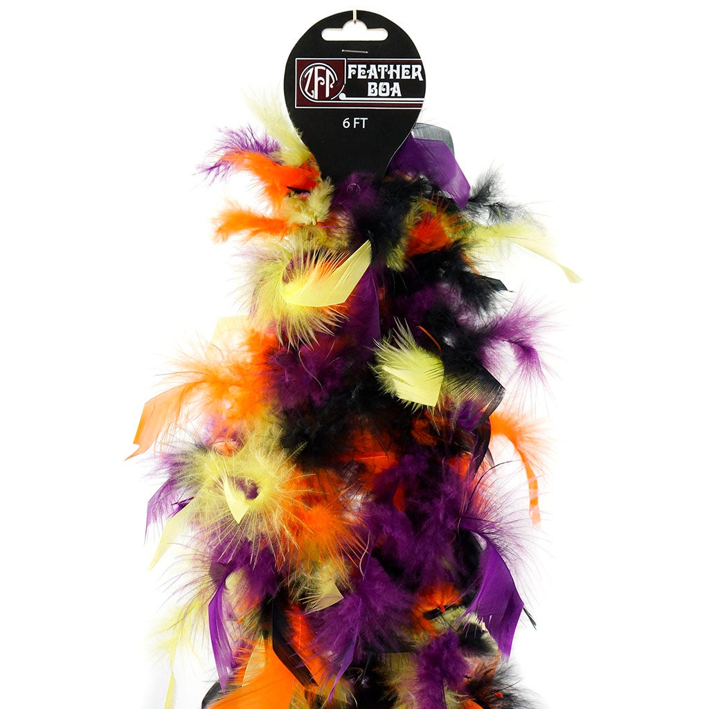 Chandelle Feather Boa - Lightweight - Black/Lime/Orange/Purple