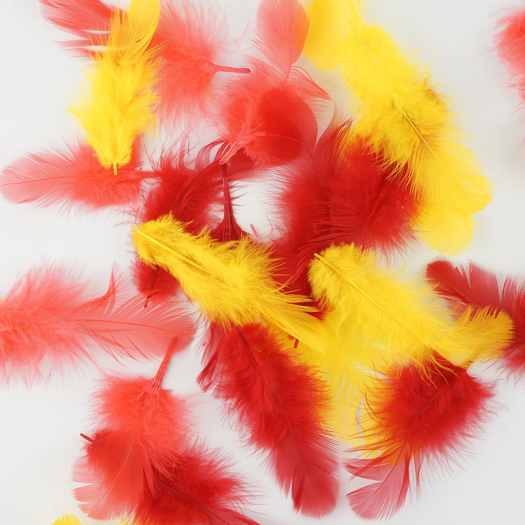 Loose Rooster Plumage Mix Dyed - FIRE