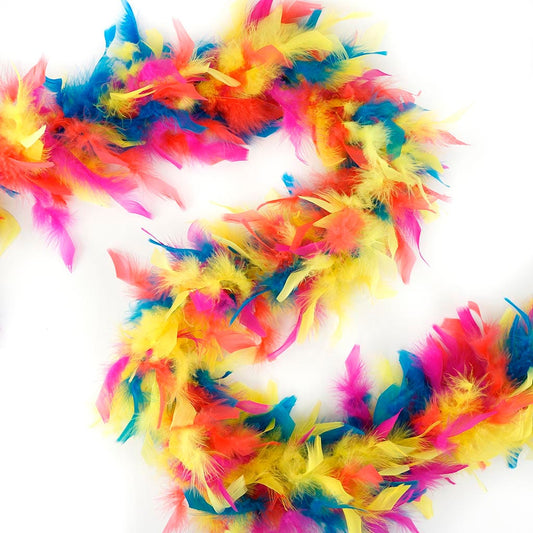 Lightweight  Multi Colors Chandelle Feather Boas - Hot Mix
