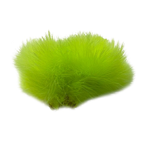 Strung Turkey Marabou Blood Quill Feathers 4-5" - Fluorescent Chartreuse