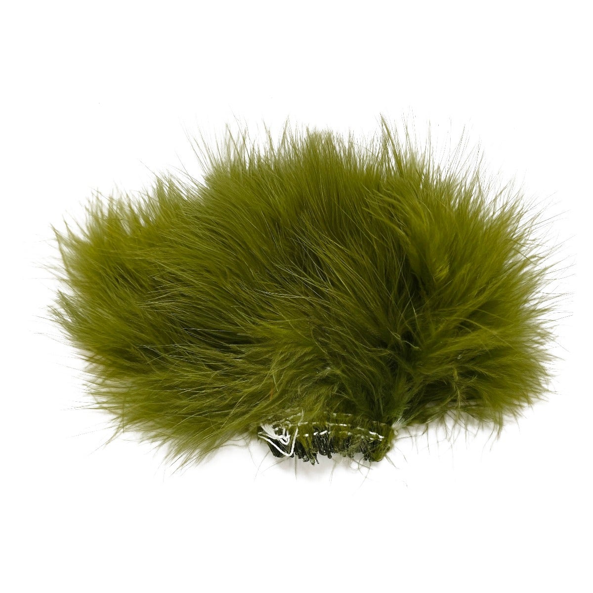 Strung Turkey Marabou Blood Quill Feathers 4-5" - OLIVE
