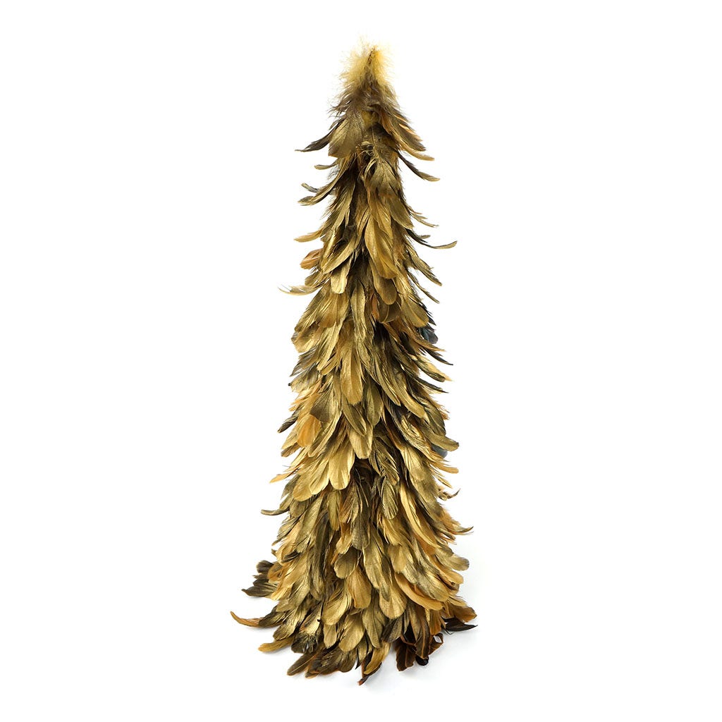 Schlappen Feather Tree  - 24" Gilded with Paint -  Black - Gold