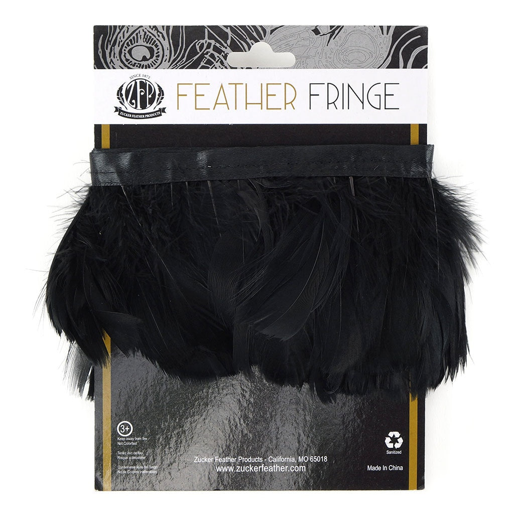 Goose Feather Fringe Trim - 1 Yard - Black