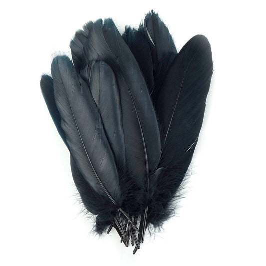 QUEFE 30pcs Black Ostrich Feathers Natural Feathers Plumes 10-12