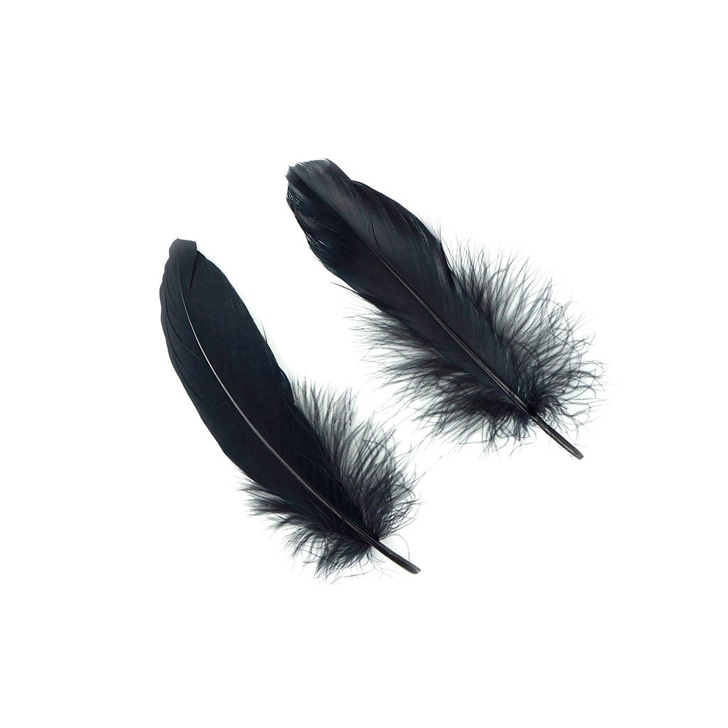 Goose Satinette Feathers Dyed - Black  - 1/4 lb