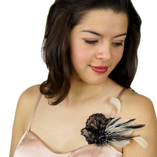 Feather Headband Embellishment w/Hackle/Stripped Coque