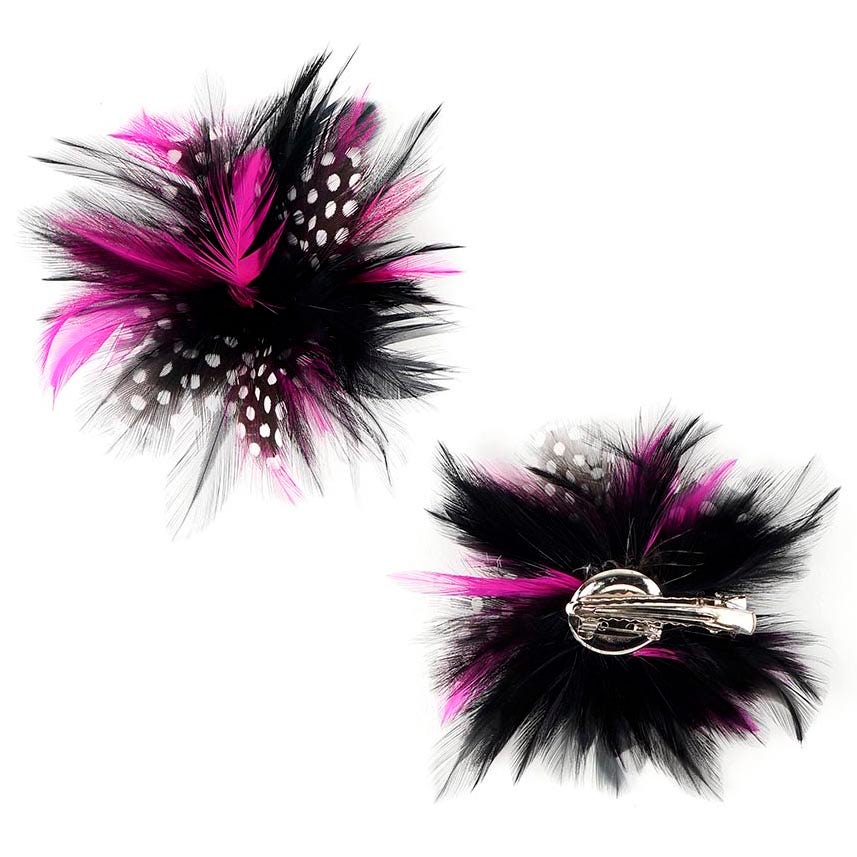 Feather Corsage-Hackle-Guinea - BL/SP/N