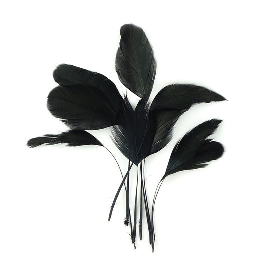 Stripped Iridescent Coque Loose Feathers - Black
