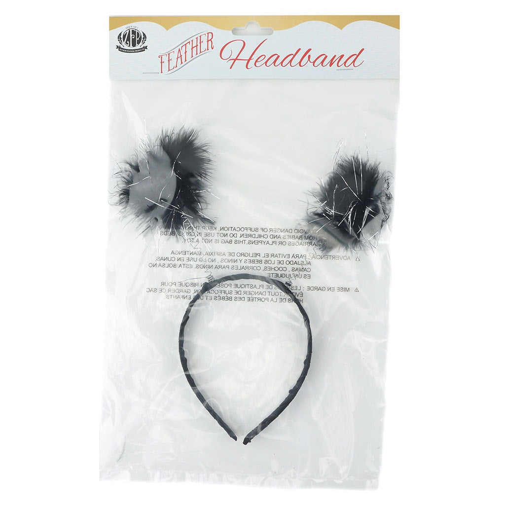 Marabou Antenna Headband w/Lurex Black/Silver