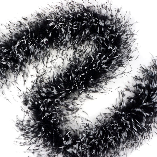 Ostrich Feather Boa Stenciled Black - White - Black