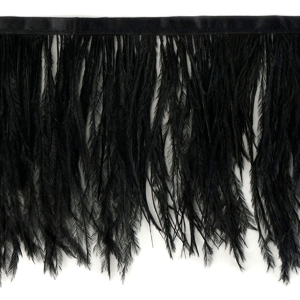 One-Ply Ostrich Feather Fringe - 5 Yards - Black