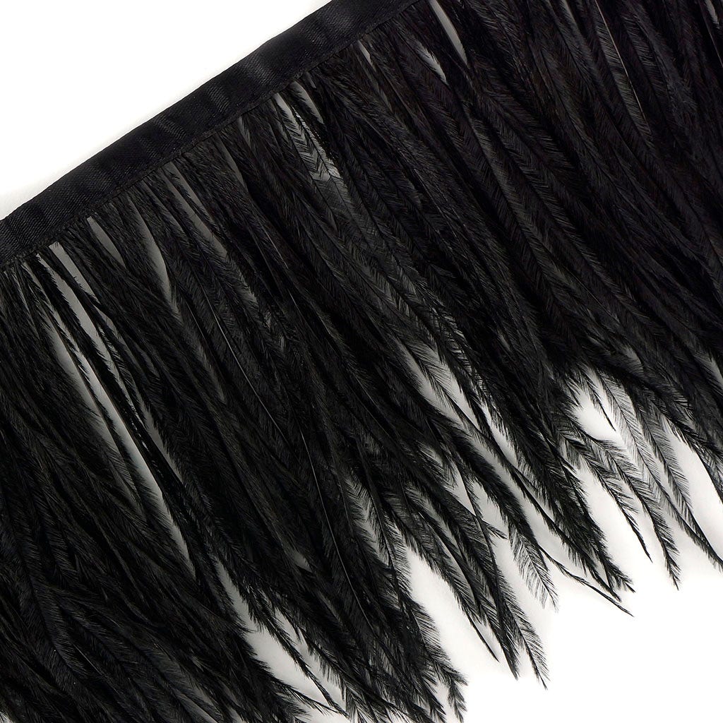 One-Ply Ostrich Feather Fringe - 1 Yard - Black
