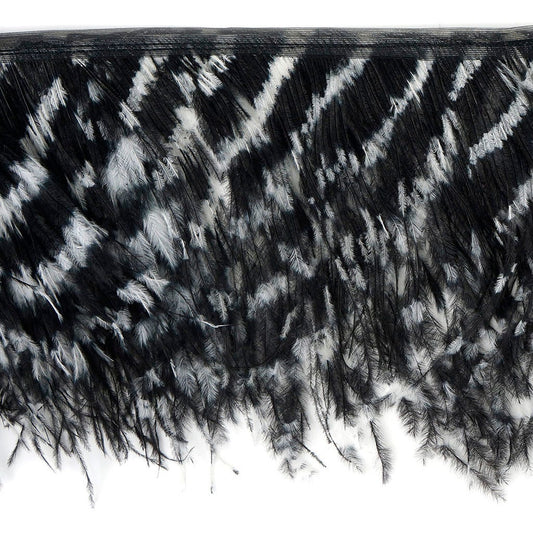 Stenciled Ostrich Fringe 2PLY - White/Black