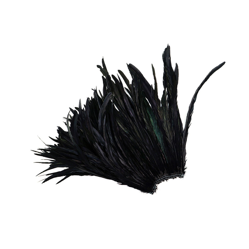 Rooster Coque Tails Feathers Black Iridescent 15-18" [1/4 LB Bulk]