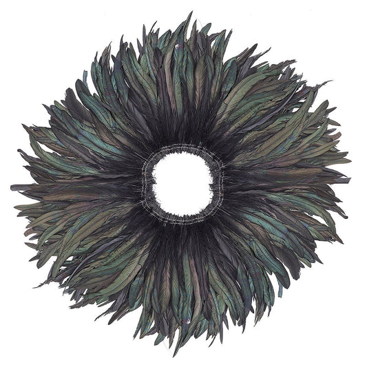 Rooster Coque Tails Feathers Black Iridescent 10-12 " [1 yard roll]